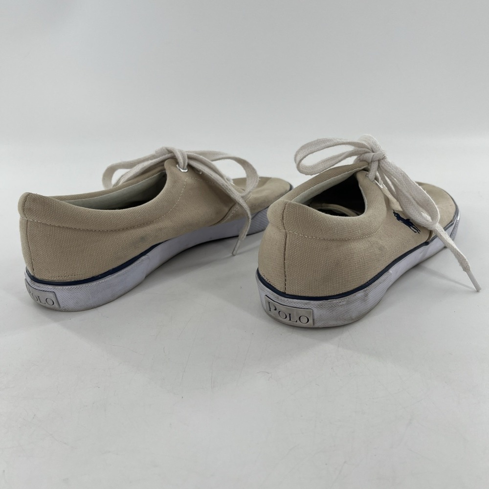 Polo Ralph Lauren Canvas Sneakers Lace Up Beige‎ Tan Casual Shoe Pony - Picture 12 of 16
